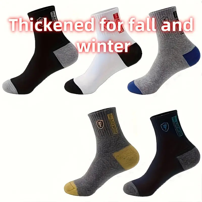 5-Pairs: Stylish Breathable Warm Crew Socks For Men Clearance Best Store To Get