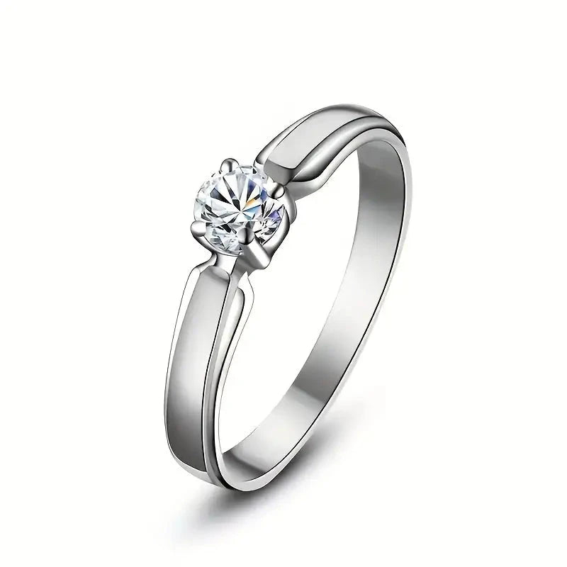 Classic 4-prong Set Round Zirconia Ring For Women Cheapest Pice