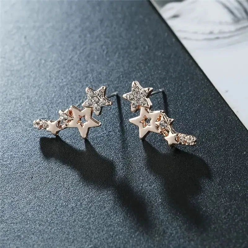 Hollow Star Earrings Zinc Alloy with Rhinestone Accents Official Online