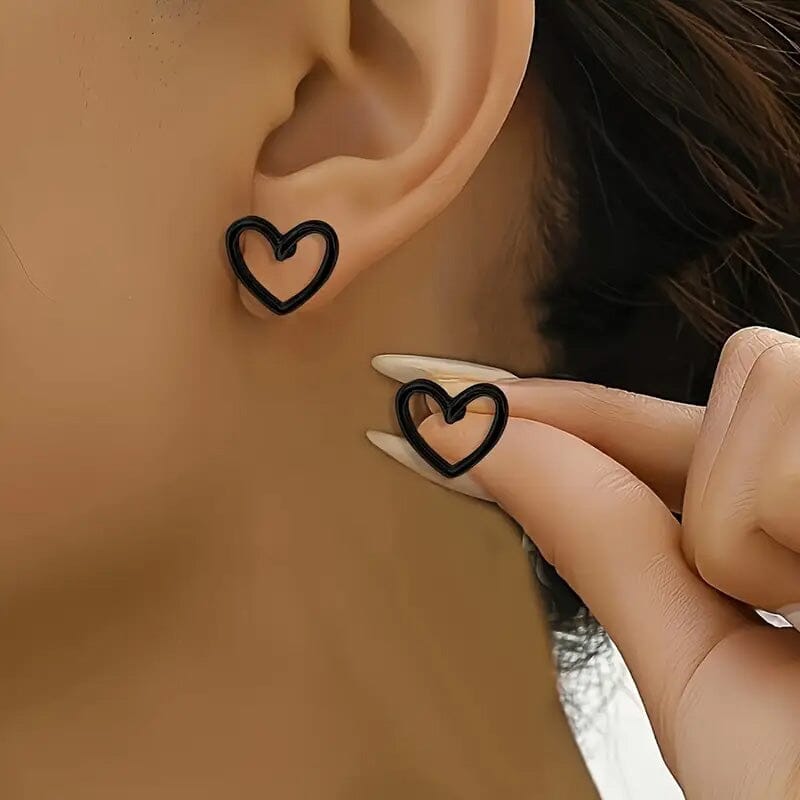 Glossy Hollow Heart Design Stud Earrings Low Cost