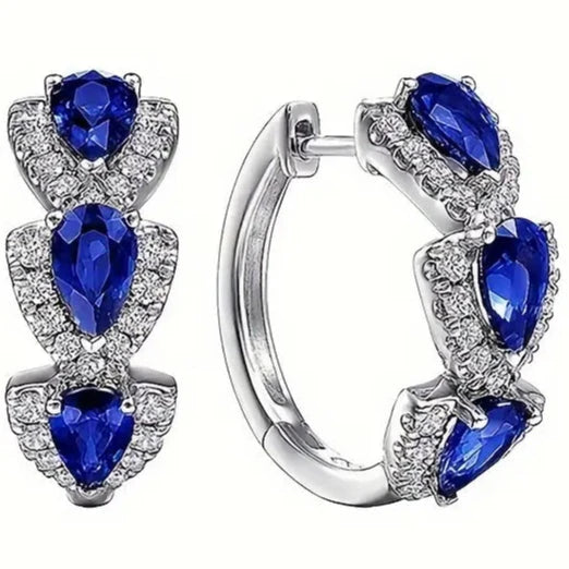 925 Sterling Silver Hoop Earrings with Synthetic Cubic Zirconia Buy Cheap Official Site