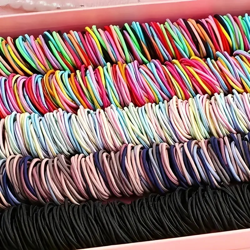 500-Pieces: Cute Elastic Hair Tie Polyester and Spandex Blend Sast For Sale