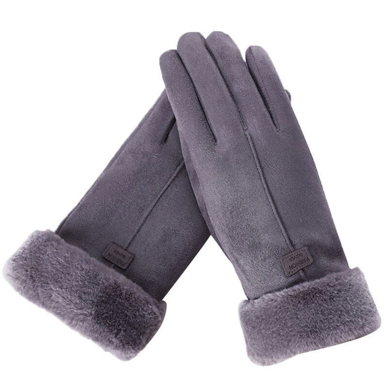 Cashmere Warm Suede Leather Plush Touch Screen Gloves Free Shipping