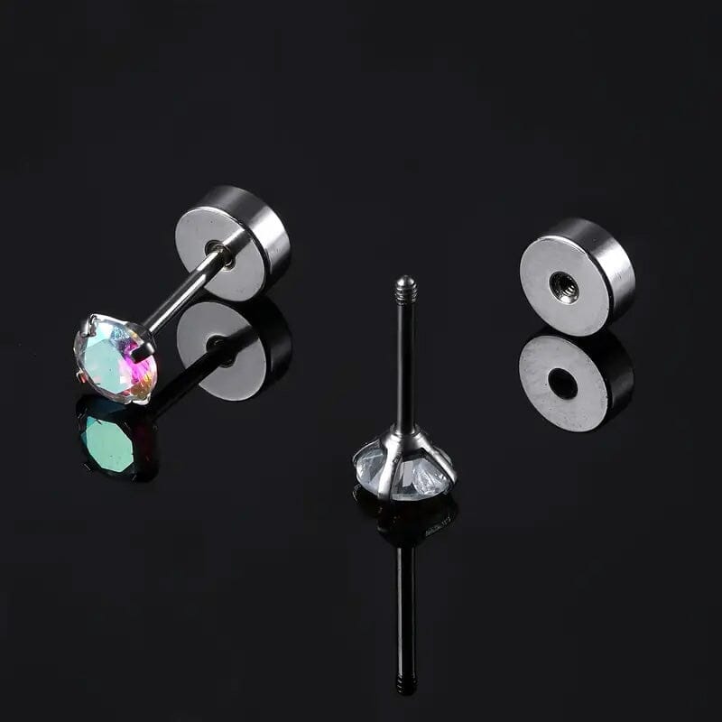 Women's Cubic Zirconia Surgical Stainless Steel Flat Back Earrings Outlet Official