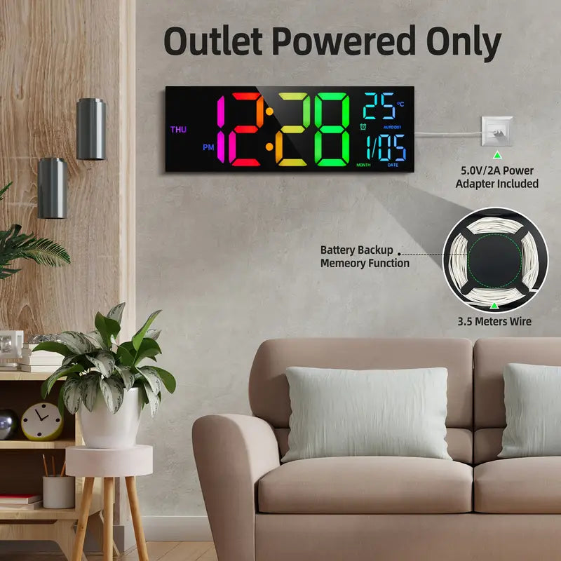 16.2 Large Display Digital Coloring Changing Wall Clock with Built-in Night Light Visit Sale Online