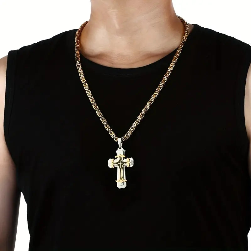 Vintage-Inspired Men's Flat Handmade Cross Pendant Necklace Buy Cheap Footlocker