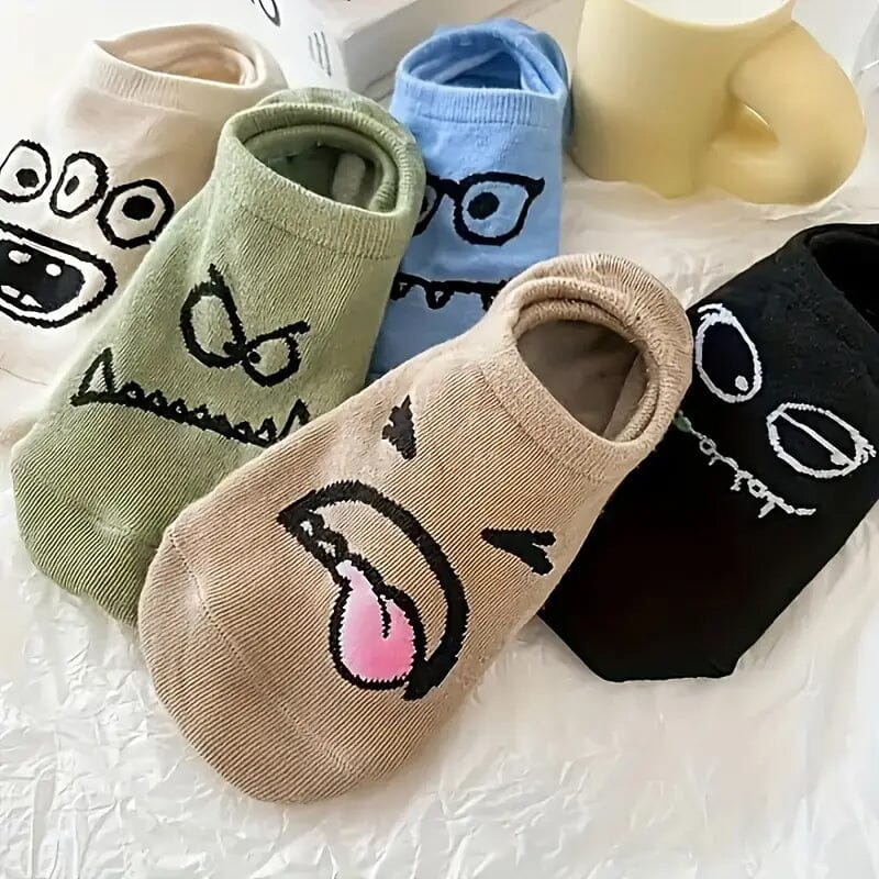 5-Pairs: Cartoon Print Low Cut Ankle Socks Buy Cheap Explore