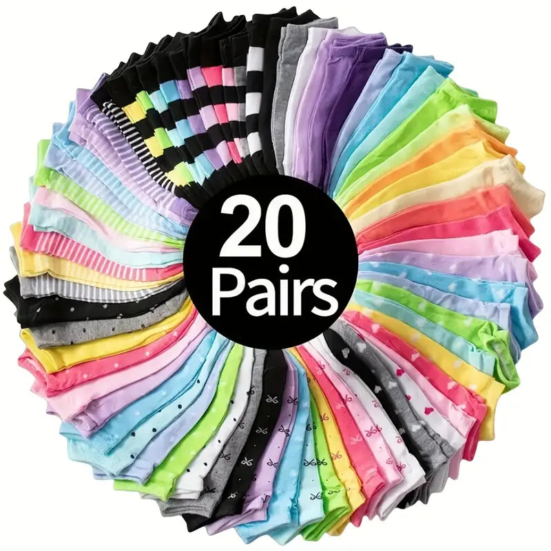 20-Pairs: Candy Color Socks, Casual & Breathable Low Cut Ankle Socks, Women's Stockings & Hosiery Clearance Amazon