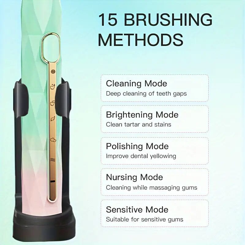 Waterproof USB Rechargeable Electric Toothbrush with 10 Replaceable Toothbrush Heads, Charger and Case Sale Affordable