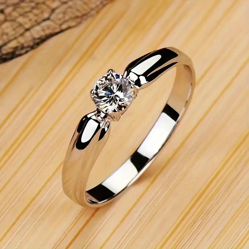 Classic 4-prong Set Round Zirconia Ring For Women Cheapest Pice