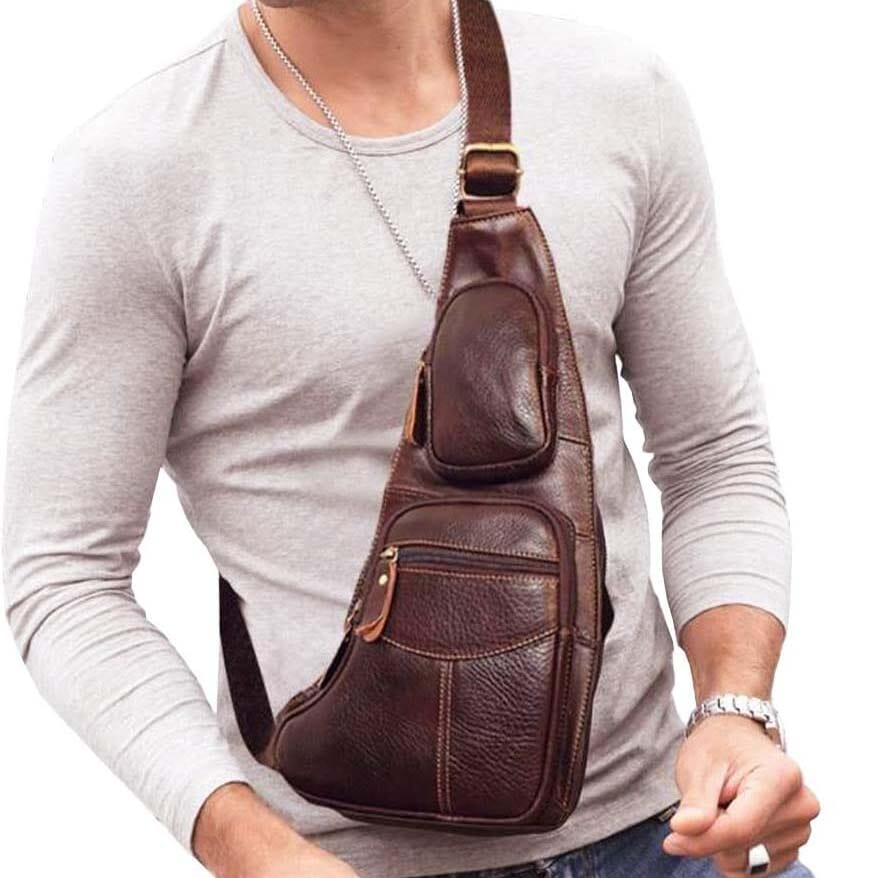 Genuine Leather Chest Bag For Men Leather Shoulder Bag Personality Messenger Bag  Casual Bag Sale 2025 Unisex