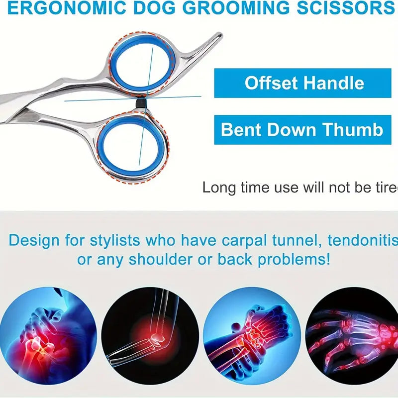 Premium Stainless Steel Grooming Scissors Set for Pet with Safety Round Tip Clearance Extremely