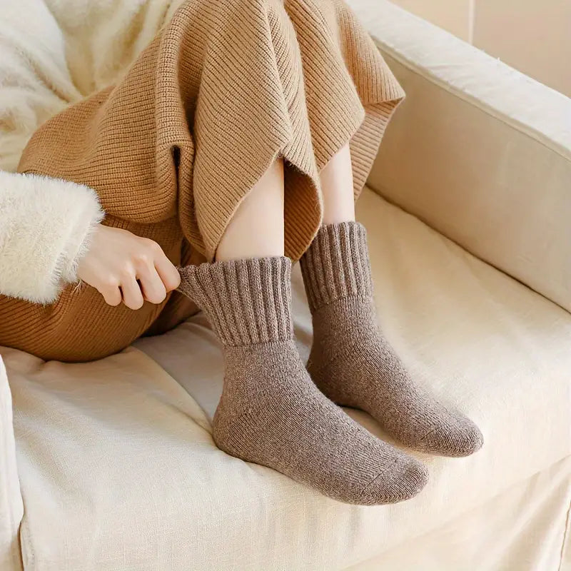 5-Pairs: Women's Stockings & Hosiery Simple Solid Thickened Socks Outlet Best Place