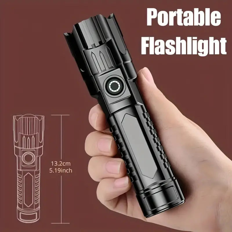 Super Bright Flashlight, USB Rechargeable Telescopic Zoom Wide Beam Manchester