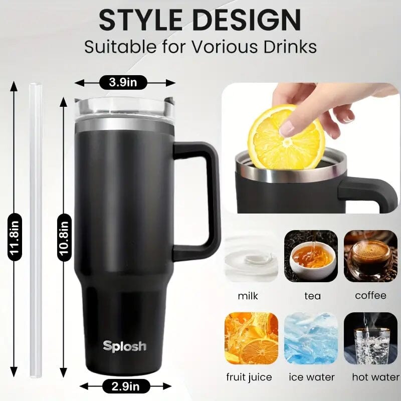 40 Oz Insulated Coffee Tumbler with Handle and Straw Cheap Sale Geniue Stockist