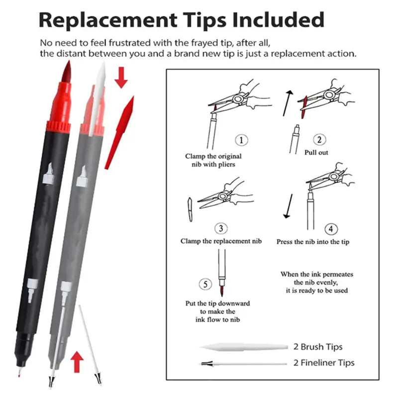 60-Pieces: Vibrant Double-Tip Brush Pens - Artist-Grade Fine & Brush Markers With Credit Card For Sale