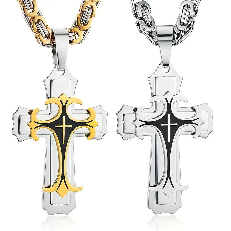 Vintage-Inspired Men's Flat Handmade Cross Pendant Necklace Buy Cheap Footlocker