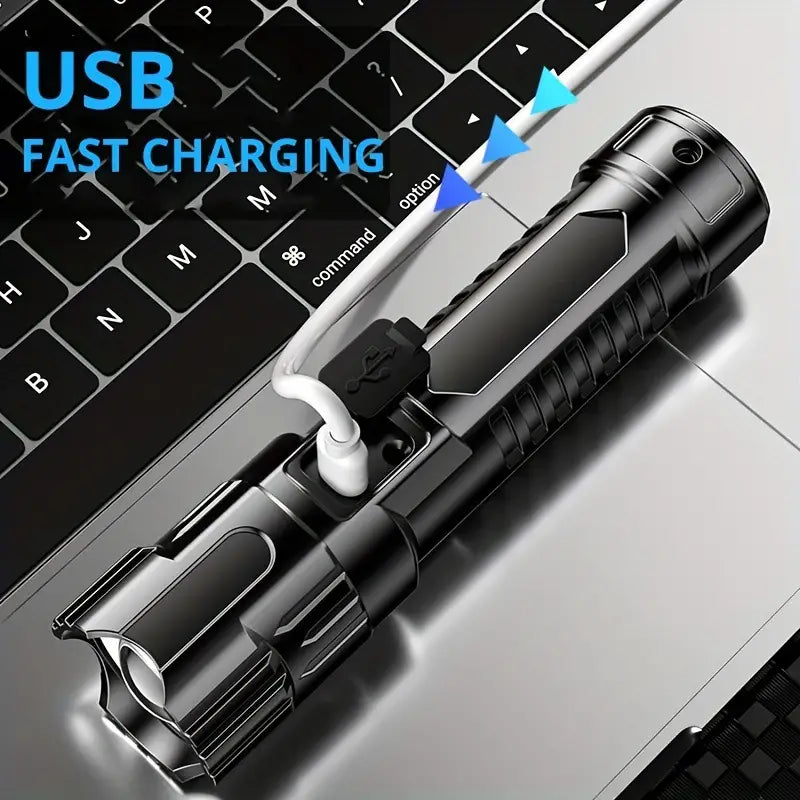 Super Bright Flashlight, USB Rechargeable Telescopic Zoom Wide Beam Manchester