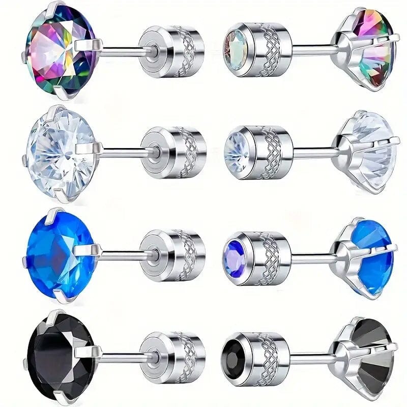 Cubic Zirconia Screw Back Stainless Steel Stud Earrings Buy Cheap Great Deals