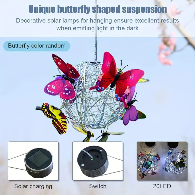 Solar Butterfly Wind Chime Lights, Garden Hanging Decor Lighting Fixture Discount Ebay