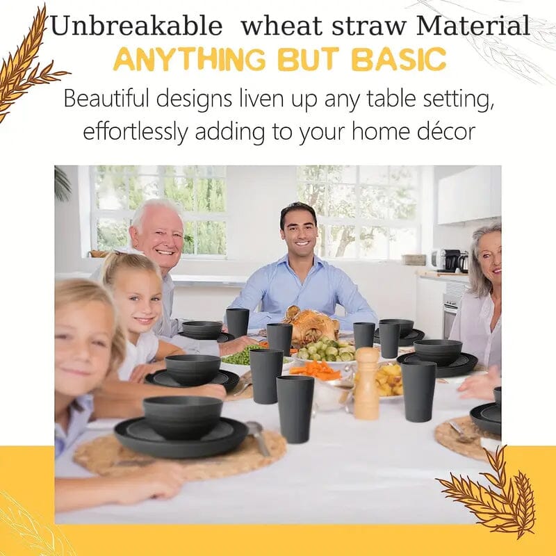 16-Piece: Durable Wheat Straw Dinnerware Set Clearance Pirce Sale