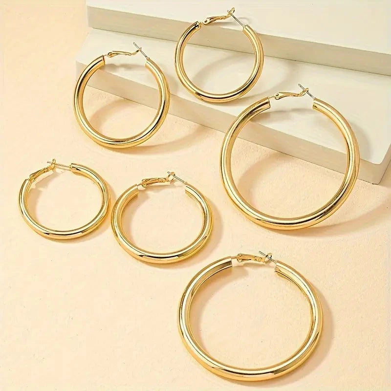 Elegant, Trendy and Shiny Gold Hoop Earrings Ebay Online