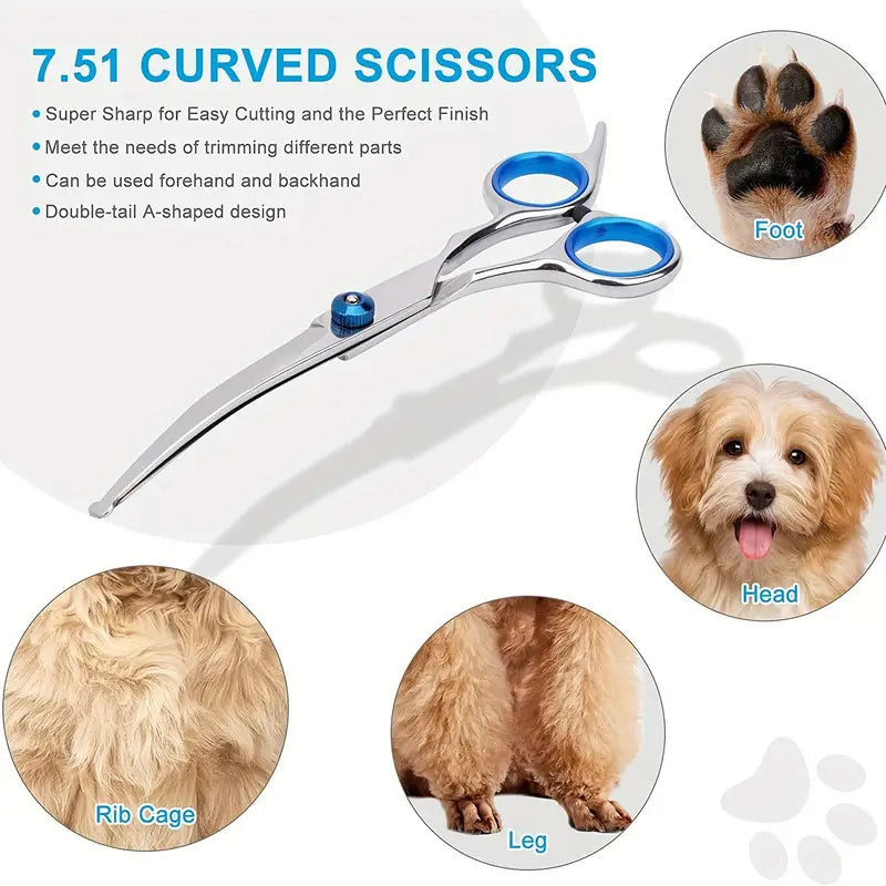 Premium Stainless Steel Grooming Scissors Set for Pet with Safety Round Tip Clearance Extremely