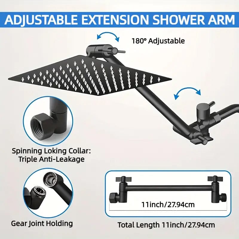 8-Inch High Pressure Showerhead with 11-Inch Adjustable Extension Arm Clearance 100% Guaranteed
