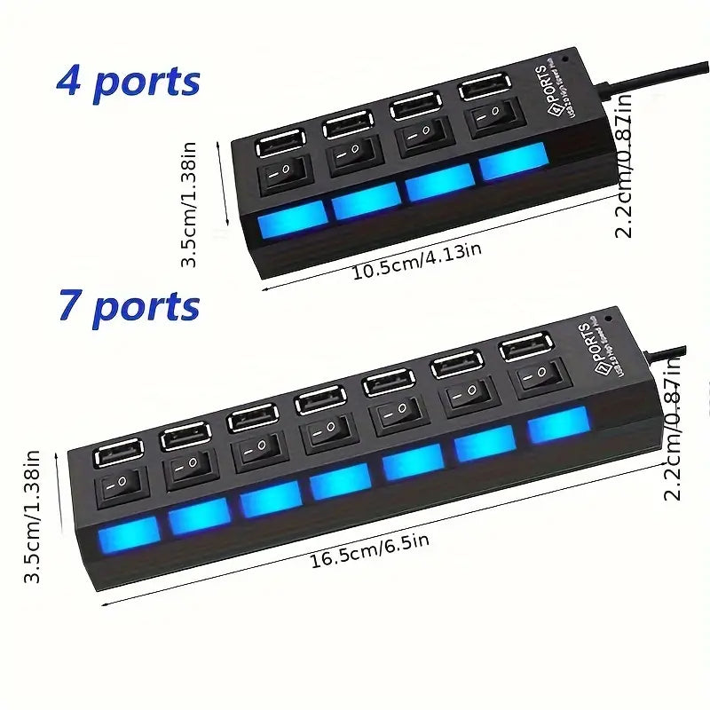 USB 2.0 Adapter Hub Power On/ Off Switch For PC Laptop Computer Free Shipping Footlocker Finishline