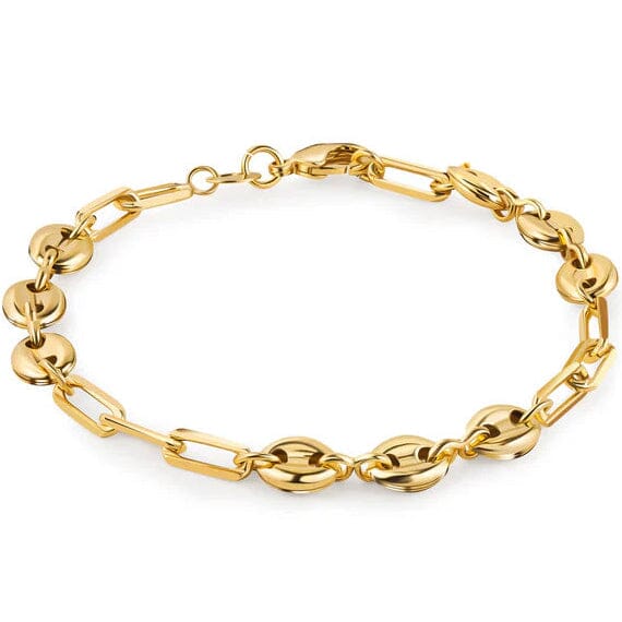 18K Gold Mariner and Paperclip Link Anklet 10 Buy Cheap Best Sale