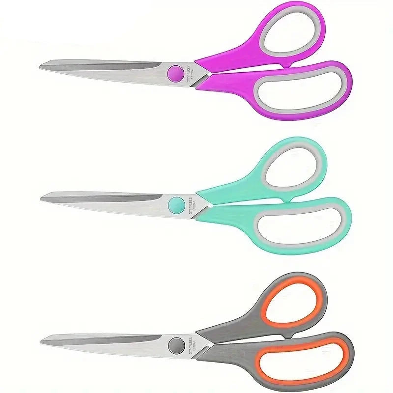 3-Pack: 8-Inch Multi-Purpose Scissors Set, Sharp Stainless Steel with Comfort Grip Handle Cheap Shop