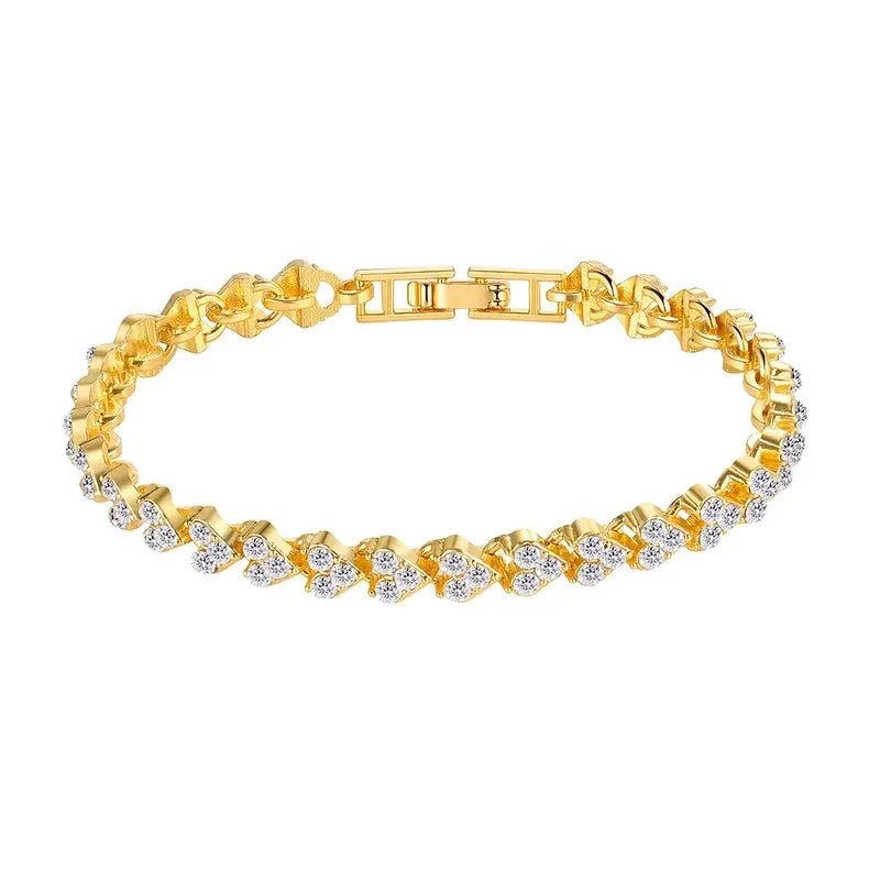 18K Golden Plated Stainless Steel Bracelet with Rhinestone Embellishments Discount Cheap Online