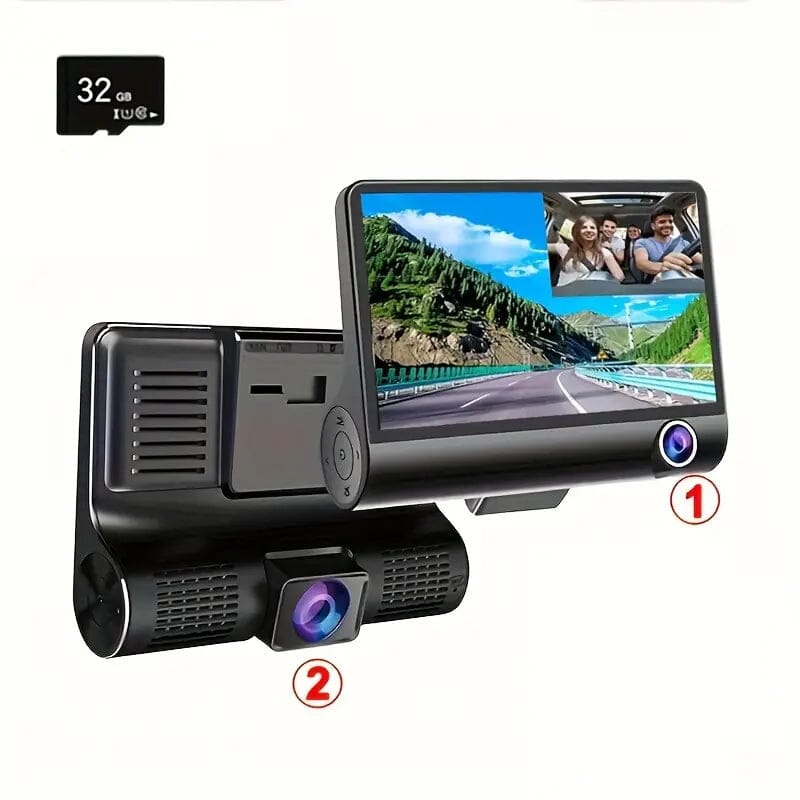 Two-Lens HD Night Vision Driving Recorder with Suction Cup Installation + 32G Card In China