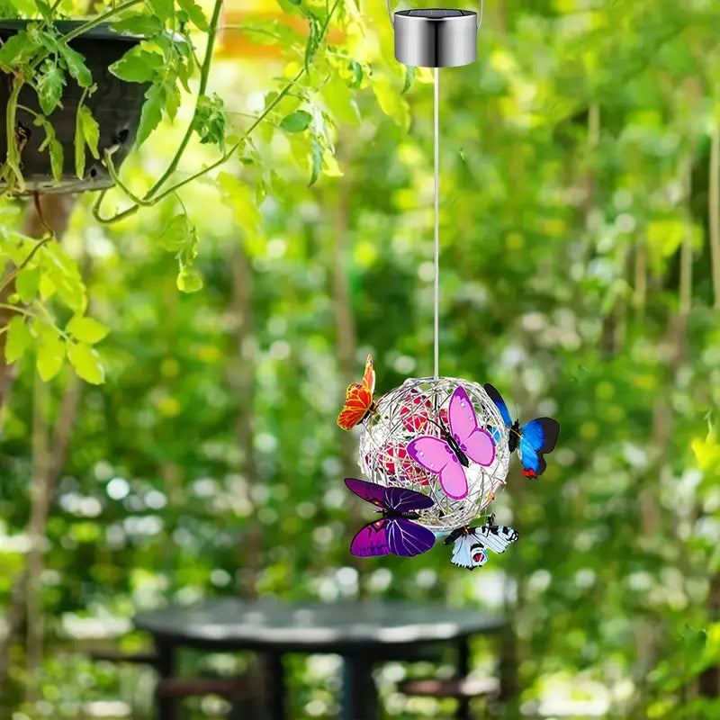 Solar Butterfly Wind Chime Lights, Garden Hanging Decor Lighting Fixture Discount Ebay