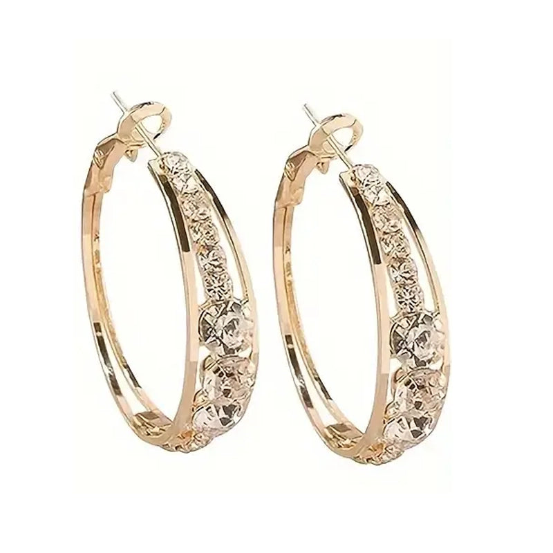 Hoop Earrings Inlaid Shiny Rhinestone For Ladies Fashion Style Online