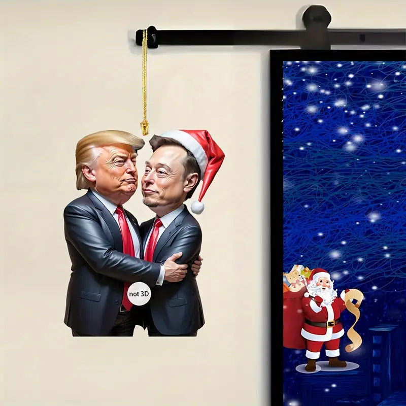 Trump & Musk Photo Acrylic Ornament Versatile Hanging Decor Clearance Fast Delivery