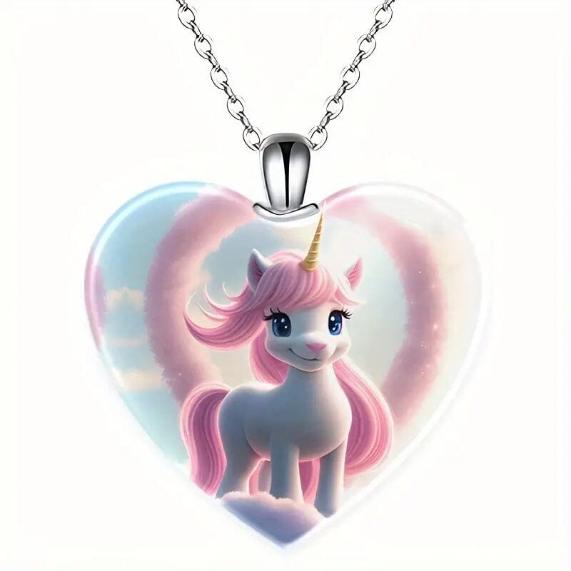 Unicorn Heart-Shaped Crystal Pendant Necklace Buy Cheap Official Site