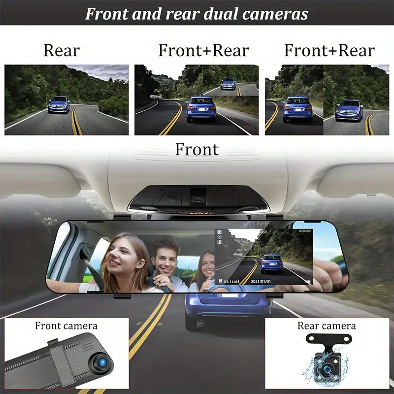 Mirror Dash Cam 4.5 Inch Rear View Mirror 1080P Front and Rear View Dual Cameras Perfect For Sale