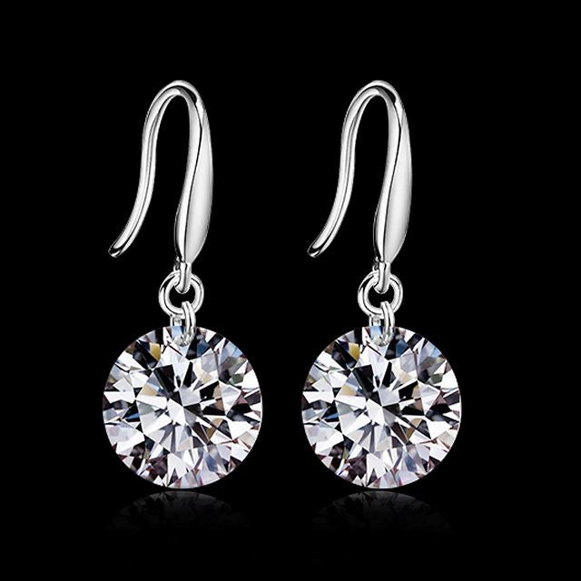 925 Sterling Silver 2.00 ct. Cubic Zirconia Drop Earrings Big Sale