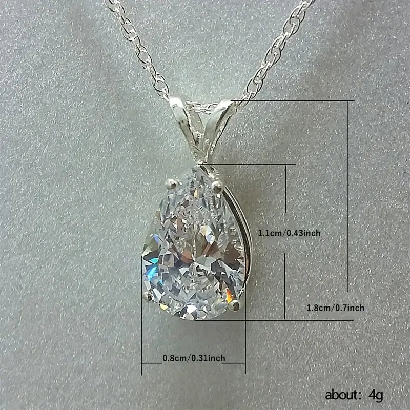 Teardrop Shaped Zirconia Pendant Copper Necklace Clearance Sast