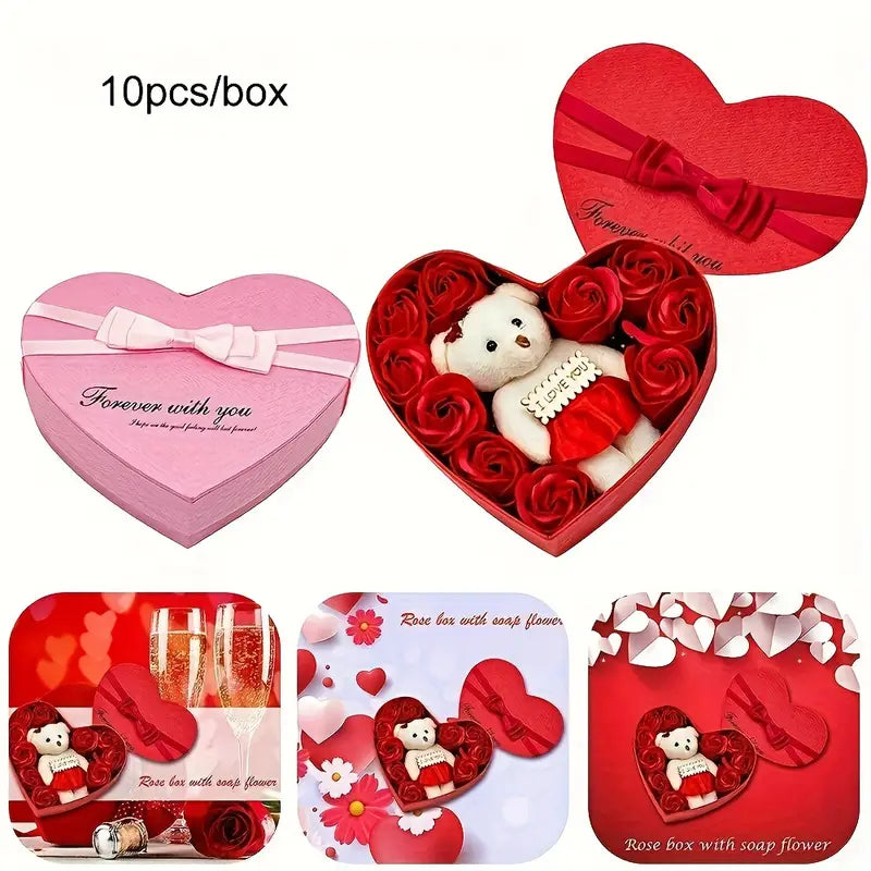 Rose-Shaped Soap Gift Box With Heart-Shaped Artificial Roses Sale Professional