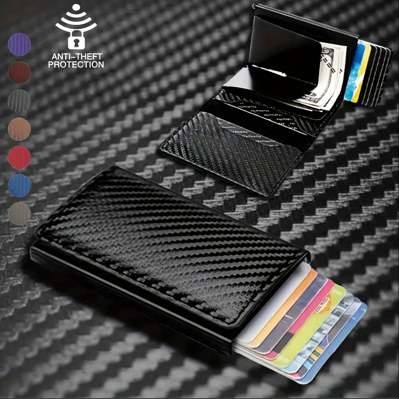 Carbon Fiber Credit Card Holder RFID Blocking, Slim Pop Up Minimalist Wallet Sale In China