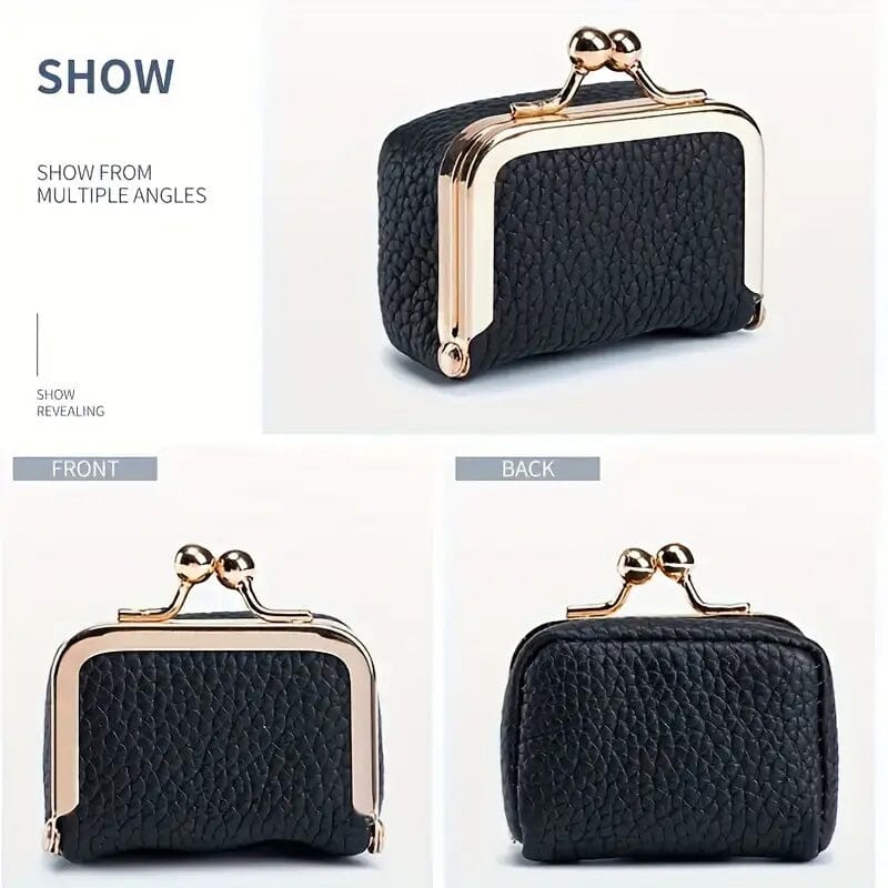 Genuine Leather Vintage-Inspired Coin Purse with Kiss Lock 2025 Sale Online