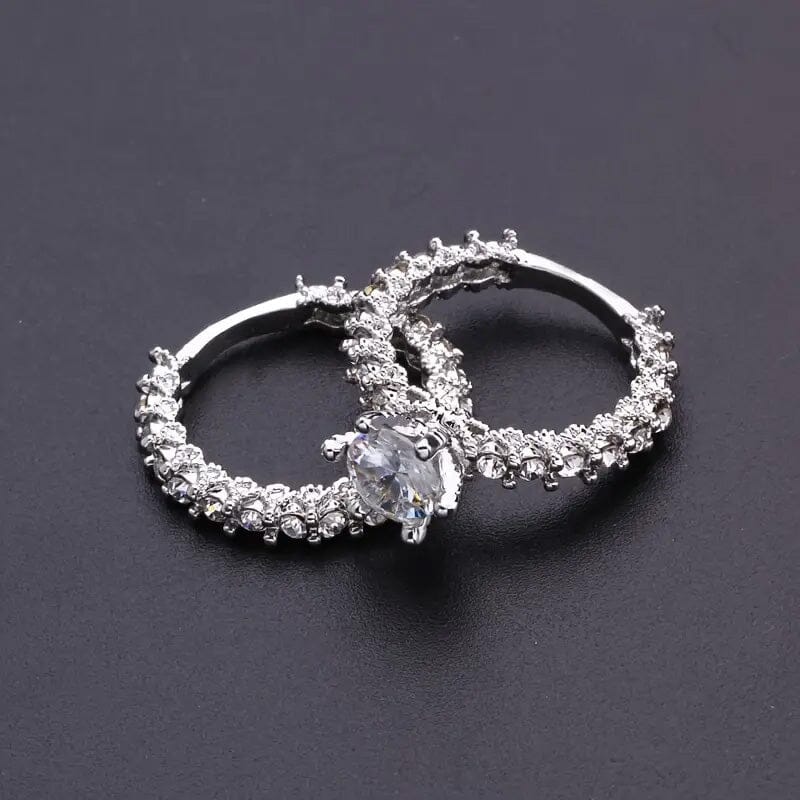 2-Piece Set: Fashionable Engagement Rings Adorned with Full Rhinestones Clearance Online