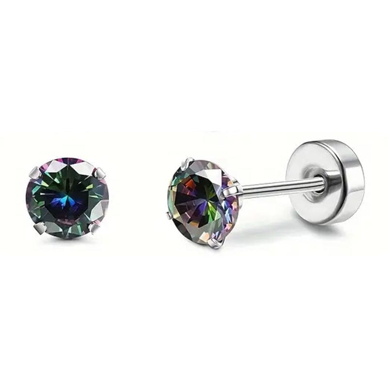 Women's Cubic Zirconia Surgical Stainless Steel Flat Back Earrings Outlet Official