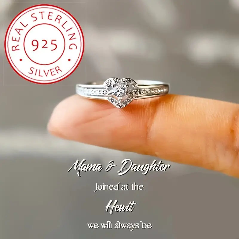 Elegant 925 Sterling Silver Heart Ring with Sparkling Zirconia Outlet Online