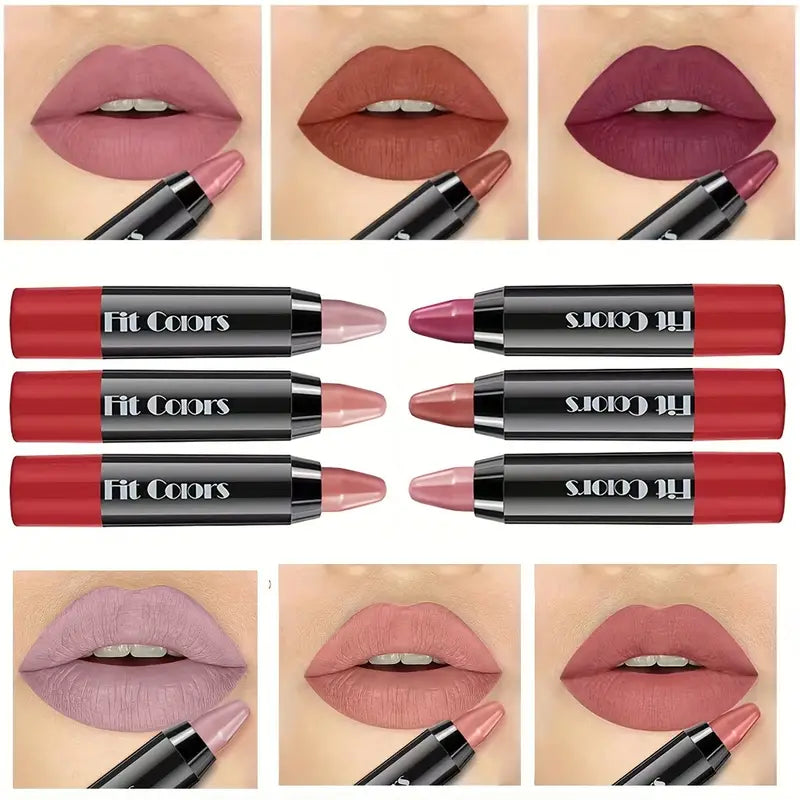 6-Pieces: Matte Crayon Lipstick, Easy Coloring Durable Moisturizing Lipliner Pictures Cheap Online