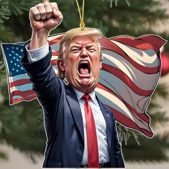 Caricature Style Trump Shouting Make America Great Again Acrylic Christmas Decorations Discount For Nice