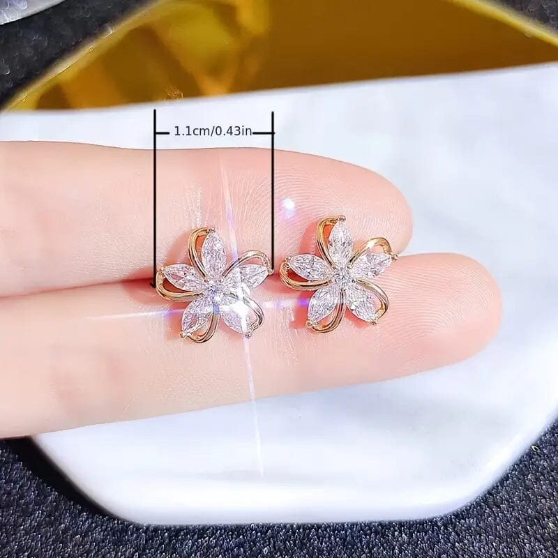 Stylish Zirconia Petal Flower Stud Earrings Cheap Sale For Cheap