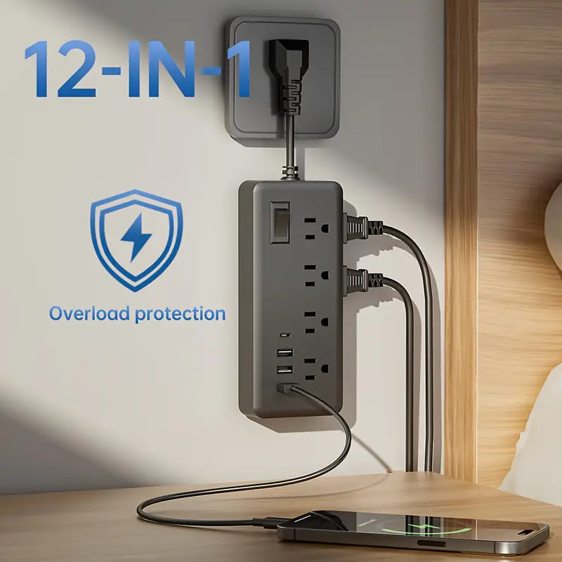 12-in-1 Power Socket with 8 AC sockets, 3 USB ports and 1 Type-C Interface Where To Buy Low Pice